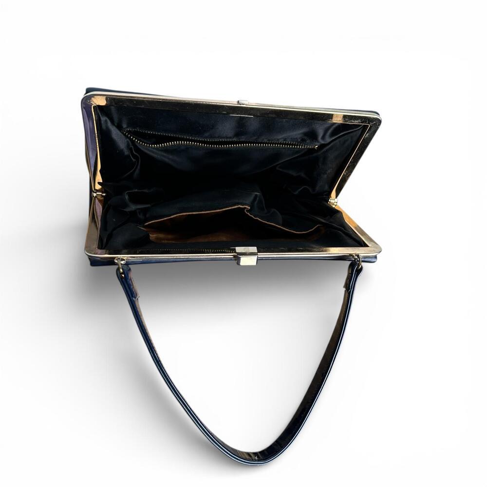 Vintage Navy Patent Leather Top Handle Bag - Picture 4 of 8